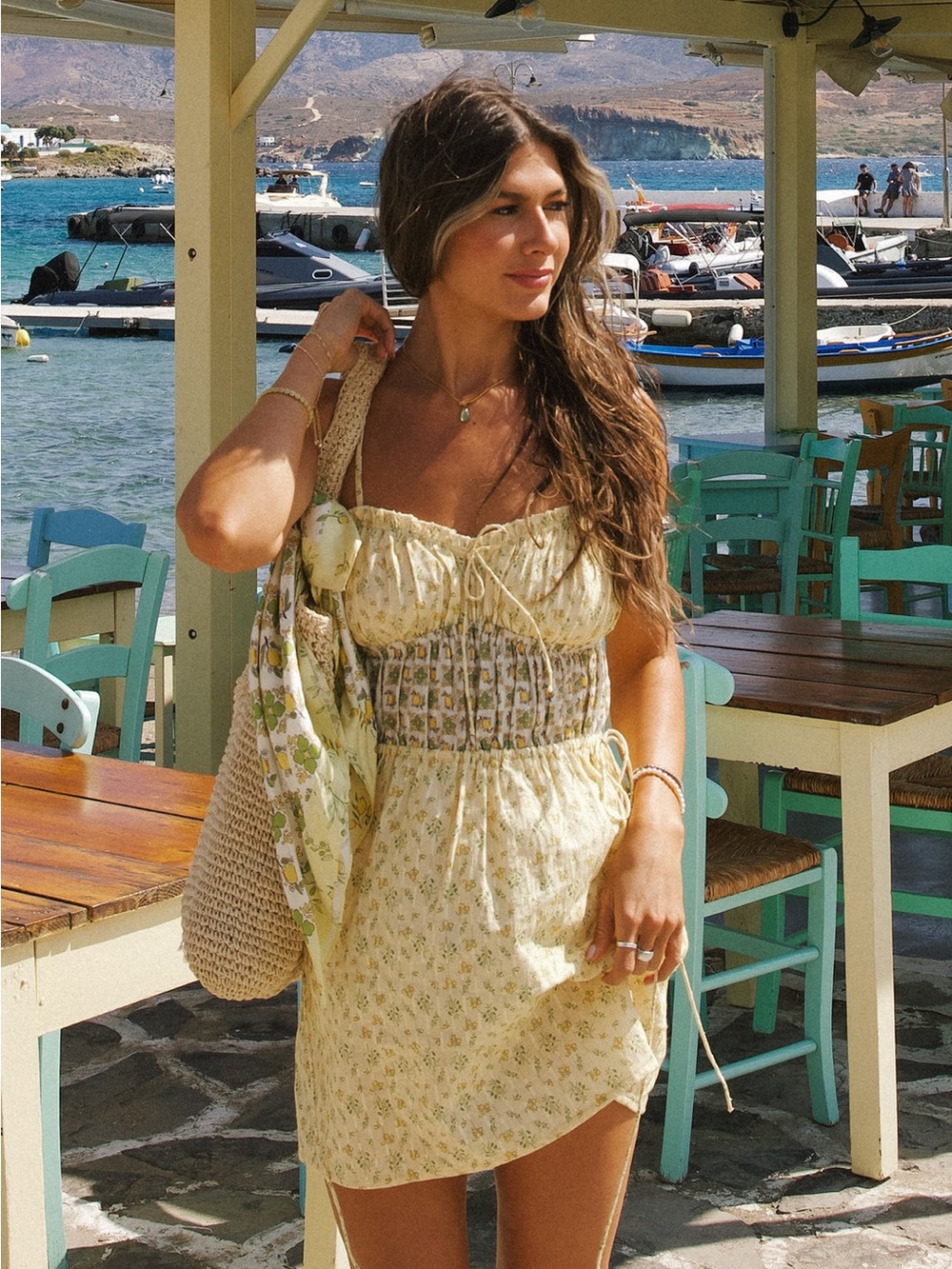 NWT Dippin Daisy's Circe Mini Floral Sundress Scrunch Farmhouse Lemon feminine